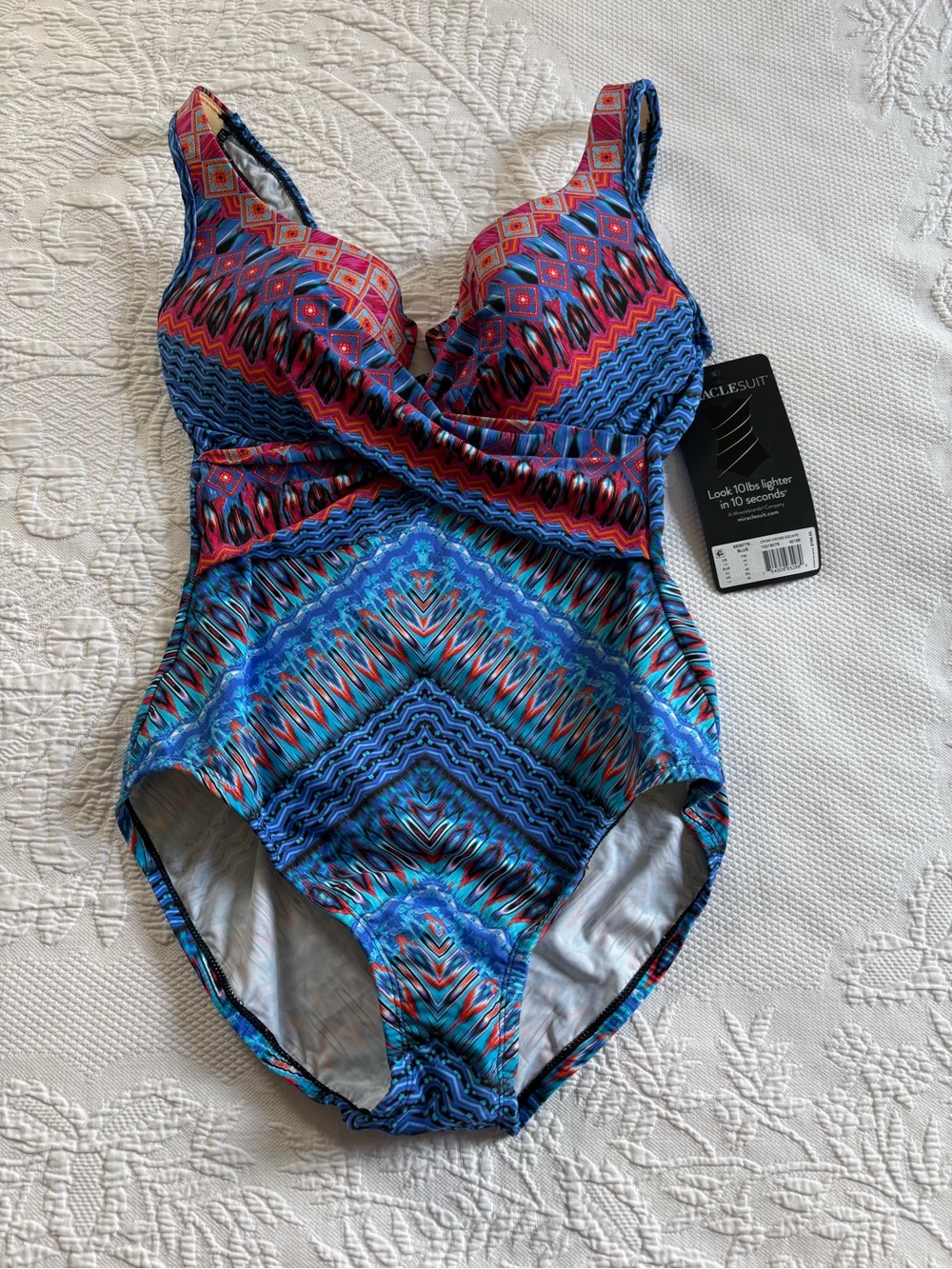 NWT Miraclesuit Casablanca Criss Cross Escape one-piece swimsuit slimming 12